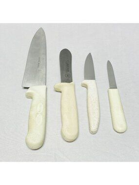 Dexter Russell 4-Piece Stainless Steel Knife Set White Textured Handles
